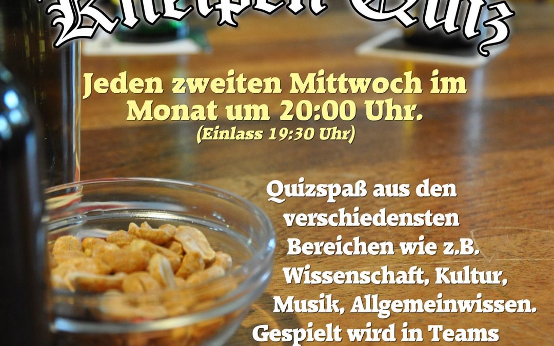09.09.202019:30 UhrKomplex Kneipen Quiz