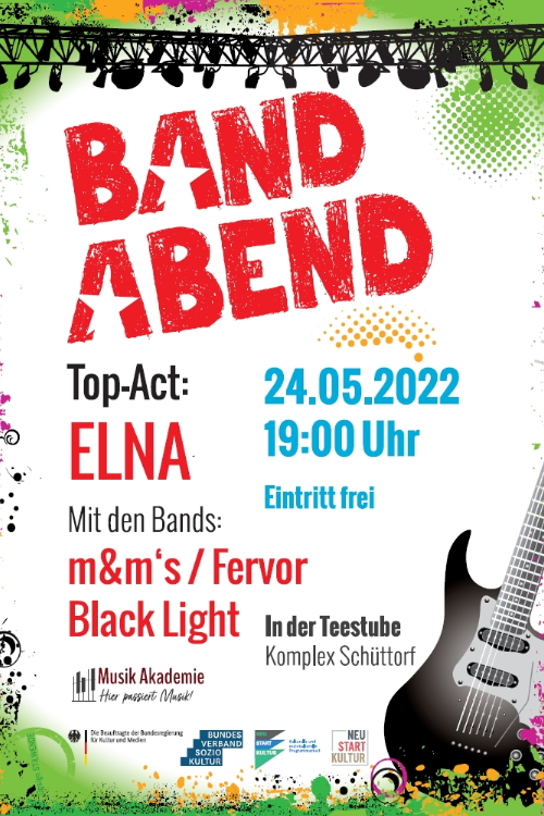 <b>24.05.2022</b><br>19:00 Uhr<br><b>Band Abend der Musik Akademie – Top-Act: ELNA</b>