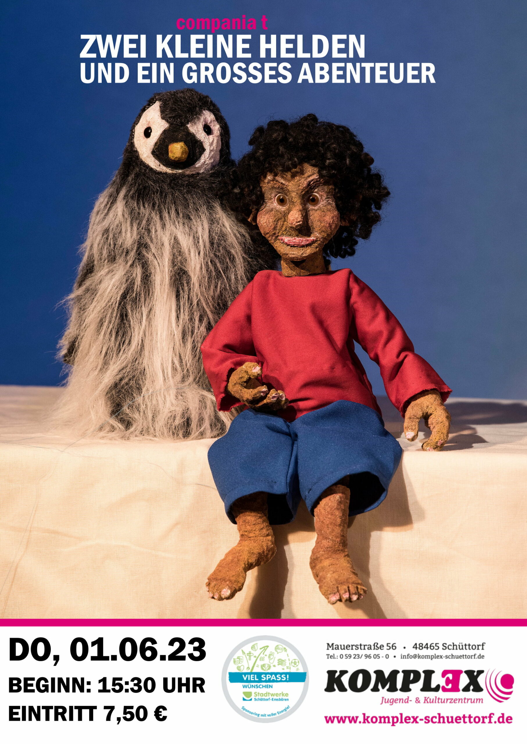 <b>01.06.2023</b><br>15:30 Uhr<br><b>Kindertheater: Zwei kleine Helden</b>