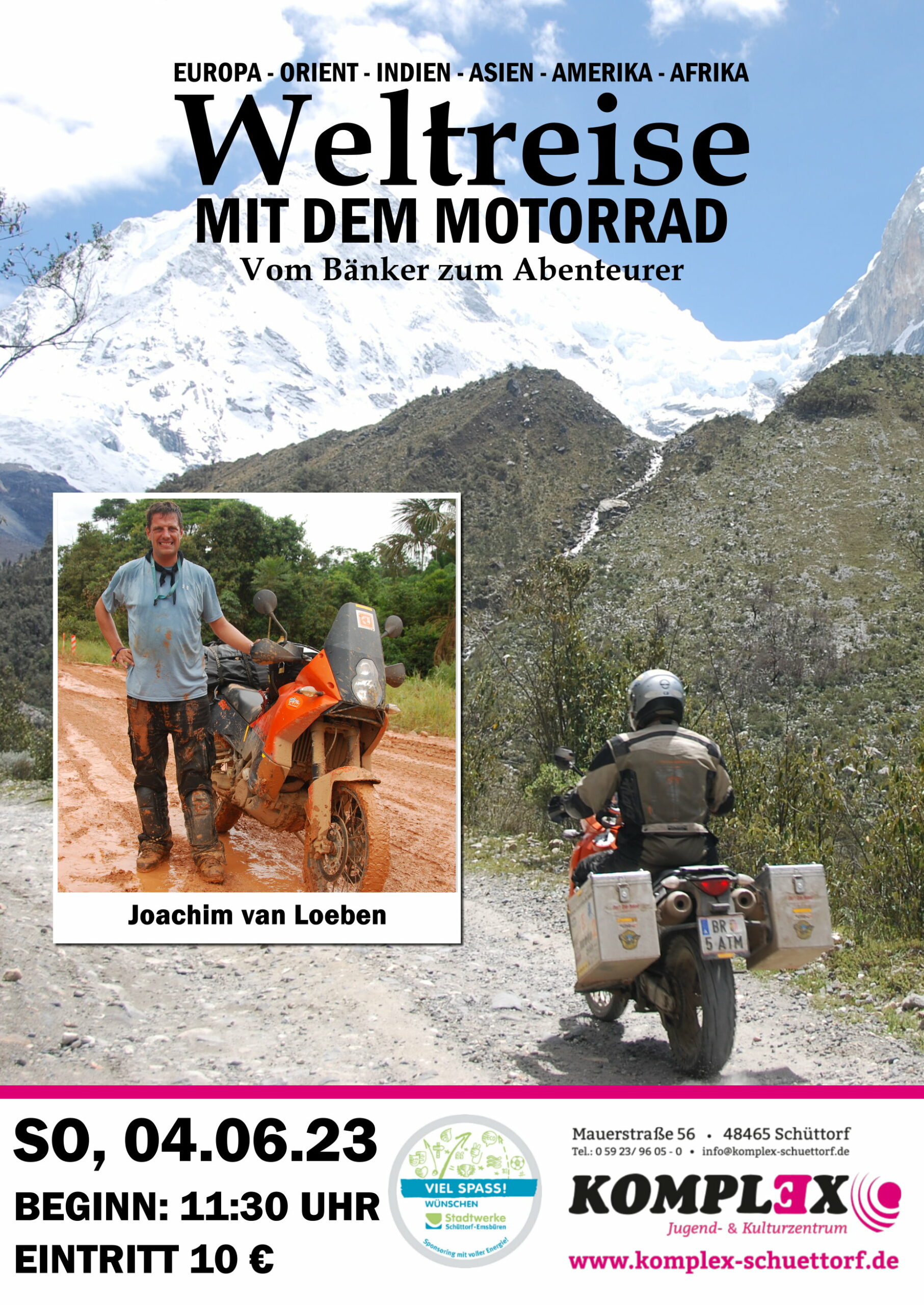 <b>04.06.2023</b><br>11:30 Uhr<br><b>Kulturfrühschoppen: Joachim van Loeben – Weltreise mit Motorrad</b>